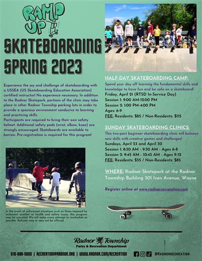 Radnor Township Parks & Recreation: Skateboarding Spring 2023